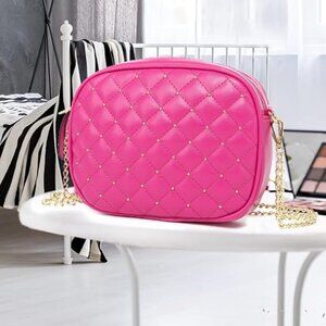 Leather pink shoulder bag